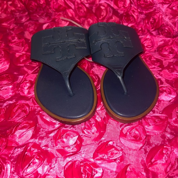 TORY BURCH Leather Leather Trim Embellishment Slides - Picture 3 of 5